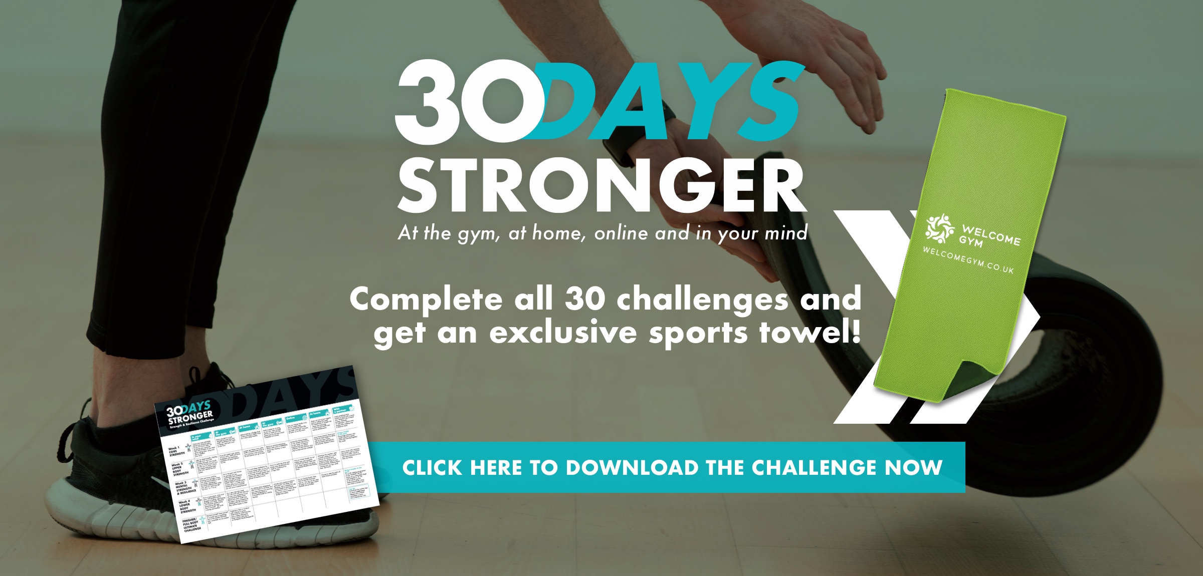 30 Days Stronger - Complete 30 challenges and win sports towel
